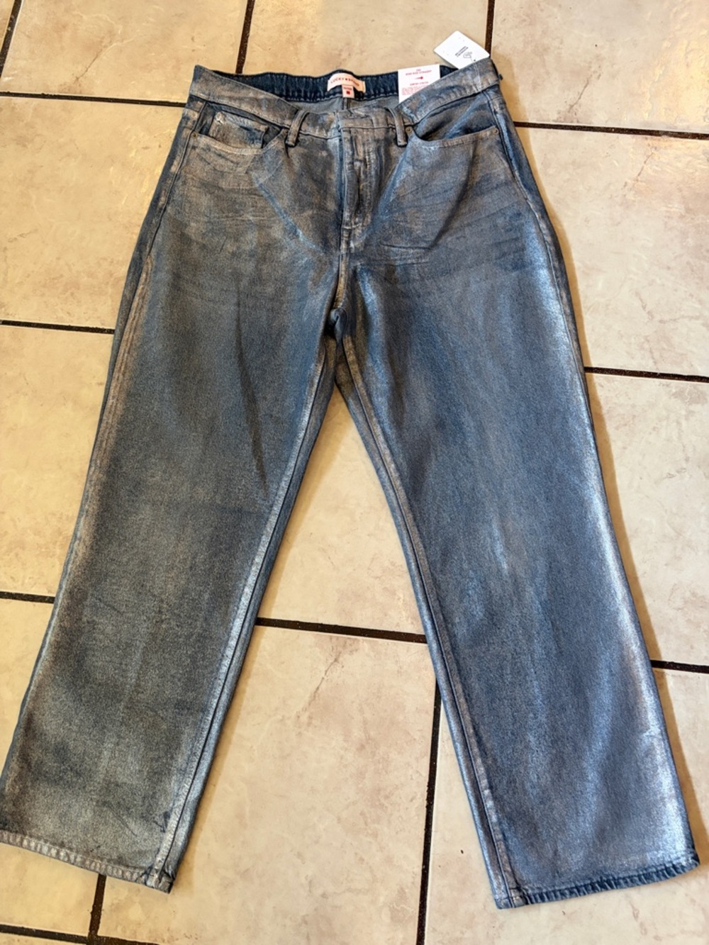 Lucky Brand Men's Metallic Blue Straight Jeans